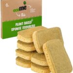ecoME Cellulose Kitchen Washing Up Sponges | 8 Pack | Eco Friendly Home Cleaning Products | Non-Scratch Sponges | Zero Plastic | Biodegradable & Compostable | 8 Pack |UK Brand