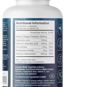 CORREXIKO Marine Collagen Supplement Tablets - 2000mg Hydrolysed Collagen Peptides per Serving with Added Hyaluronic Acid, Vitamin C & Minerals - for Hair, Skin & Nails - 120 Capsules 30 Day Supply - Image 4