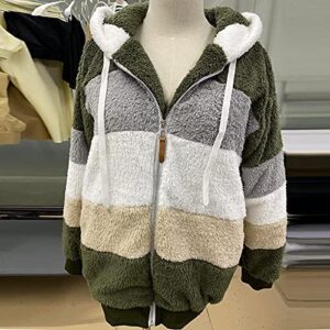 HSUAYEUD Womens Fleece Jackets Full Zipper Pockets Hoodie Coats Winter Warm Soft Teddy Hooded Jacket Warm Fluffy Jacket Fleece Hooded Jacket Overcoat Cardigan - Image 6