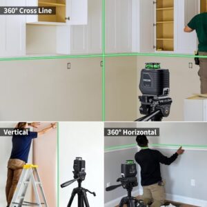 Firecore 360° Laser Level with Tripod, Green Self Leveling Cross Line Laser Tool with 3 Brightness Adjustment Pulse Mode for Floor Tile Wall Construction, L-Bracket, 4 AA AKKU & Carry Pouch Included - Image 3