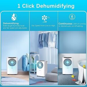 10L/Day Dehumidifiers for Home,Compressor Dehumidifier for Home with 2.5L Watertank for Condensation, Dehumidifiers with Digital Display, 24H Timer, Child Lock, Auto Defrost, Drainage Hose Included - Image 4